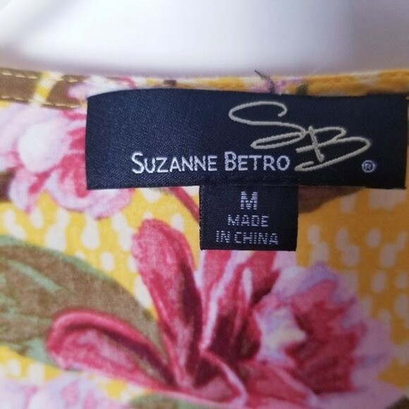 Suzanne Betro Yellow Floral Print Boho Top Size‎ Medium - Picture 7 of 10
